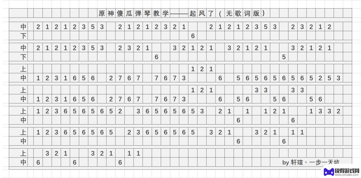 原神起风了琴谱手机 原神起风了乐谱完整版